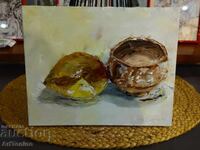 Tablou în ulei - Natură statică - Lămâie cu bol japonez - A. Iordanov