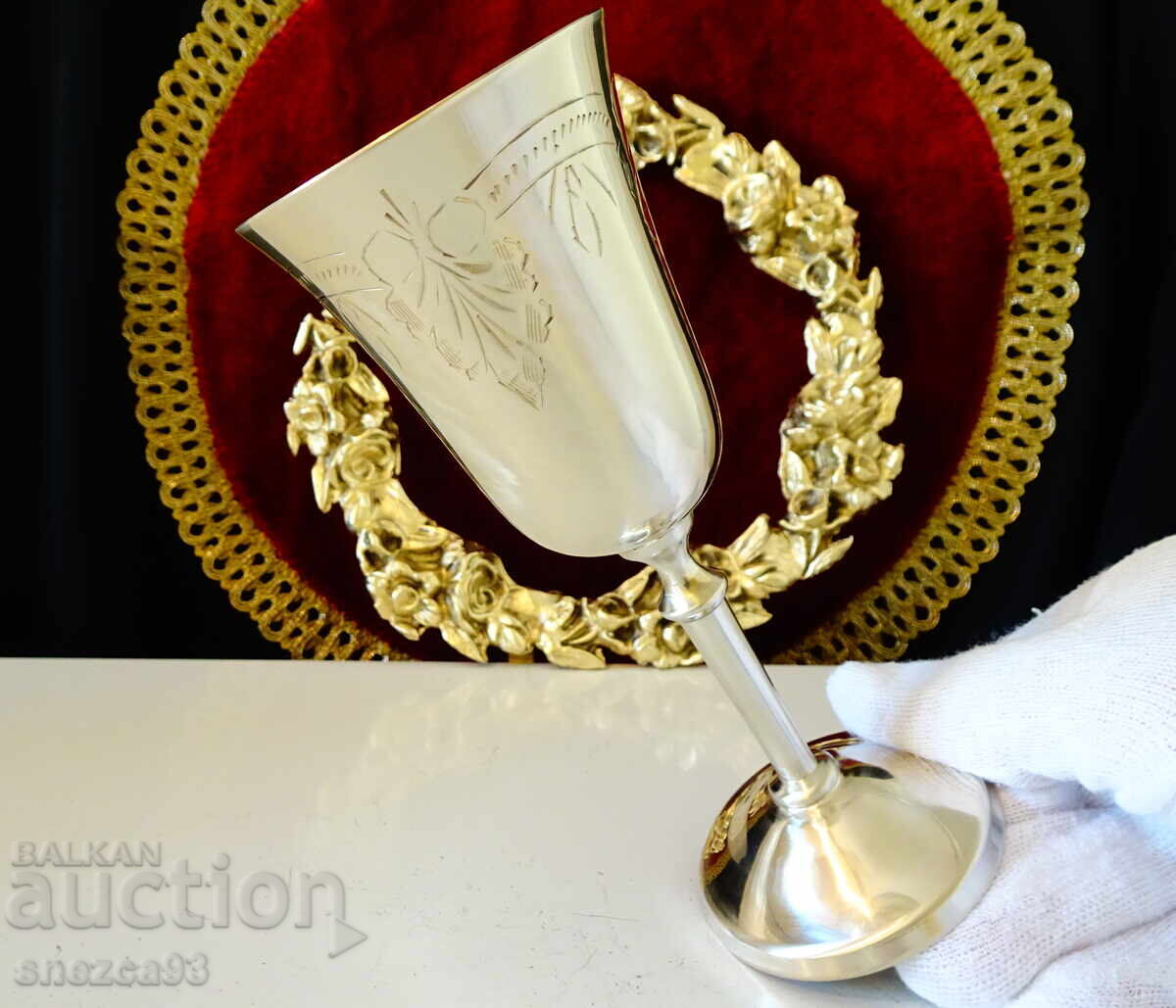 Δημοπρασία Υπέροχο μπρούτζινο ποτήρι κρασιού 16 εκ., μπαρόκ