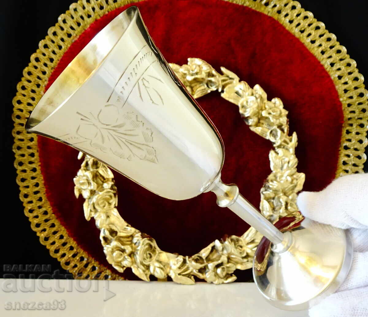 Υπέροχο μπρούτζινο ποτήρι κρασιού 16 εκ., μπαρόκ - 6