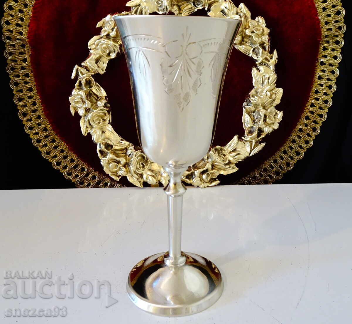 Υπέροχο μπρούτζινο ποτήρι κρασιού 16 εκ., μπαρόκ