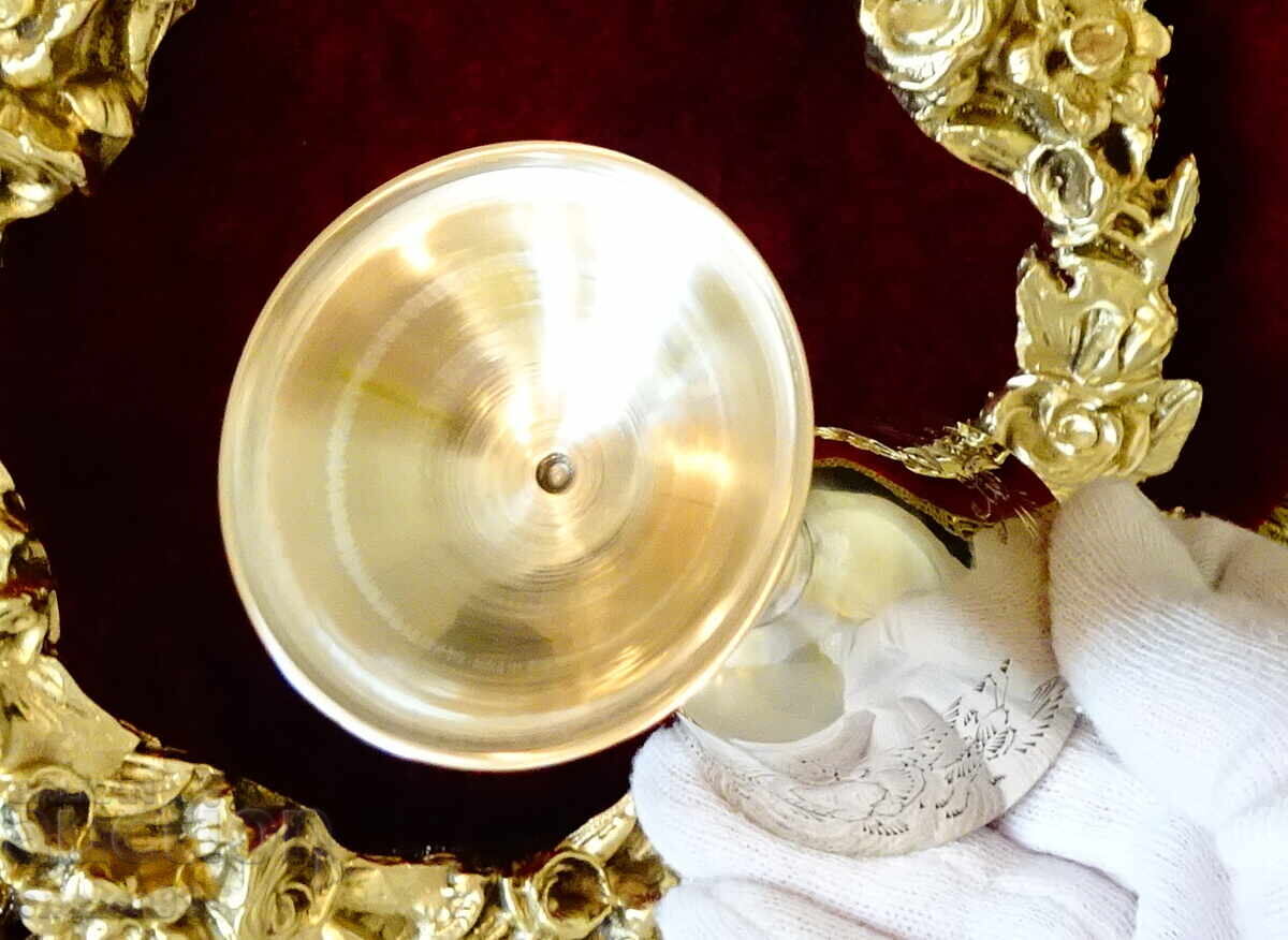 Χάλκινα φλιτζάνια ρακής με υπέροχο μπαρόκ ανάγλυφο - 6