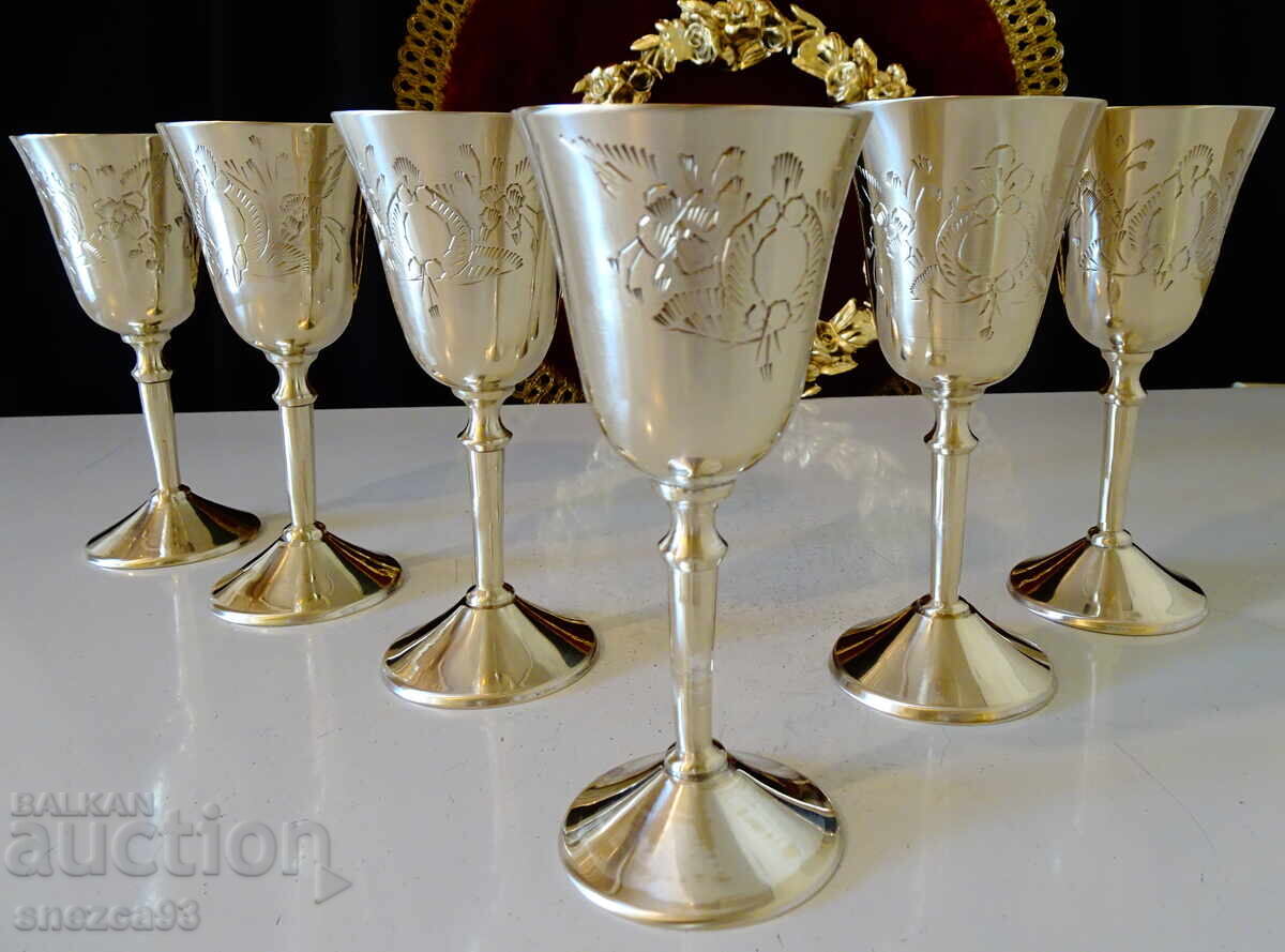 Χάλκινα φλιτζάνια ρακής με υπέροχο μπαρόκ ανάγλυφο - 7