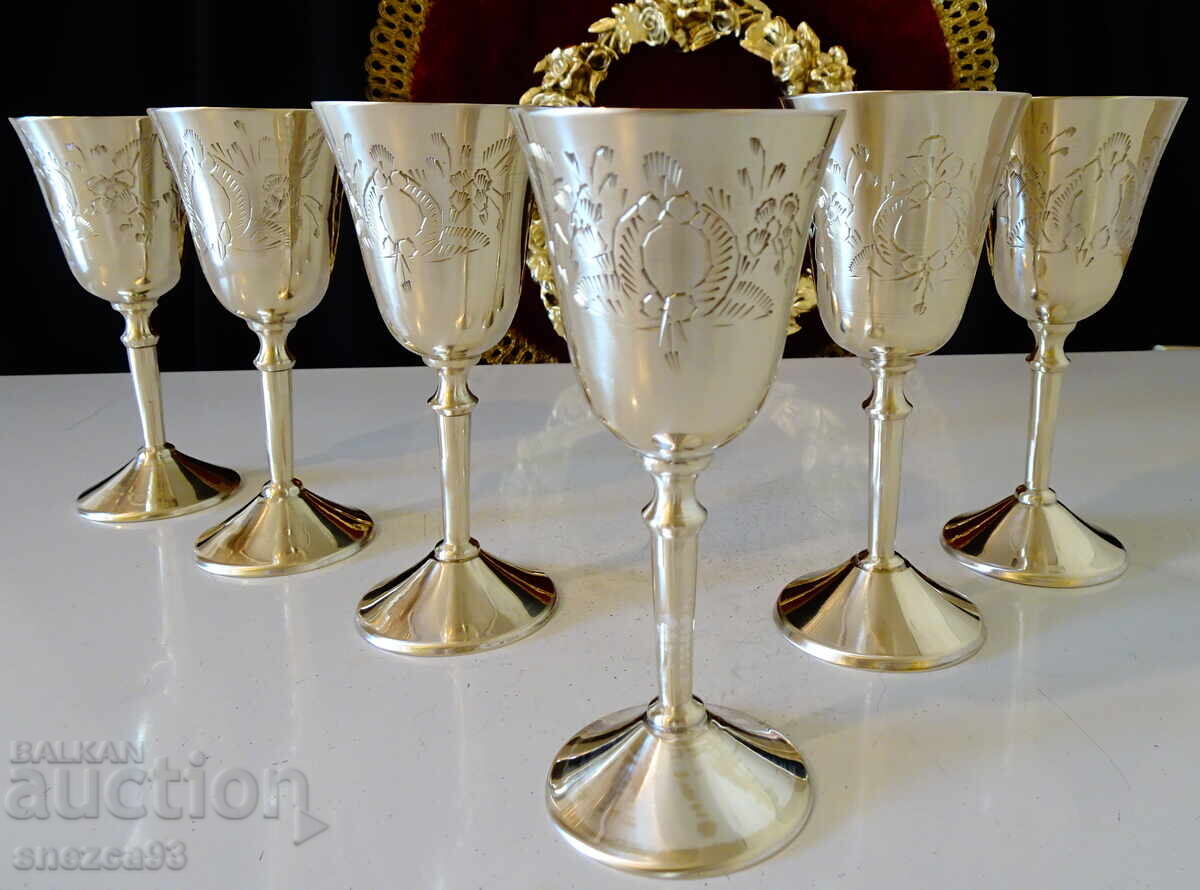 Χάλκινα φλιτζάνια ρακής με υπέροχο μπαρόκ ανάγλυφο