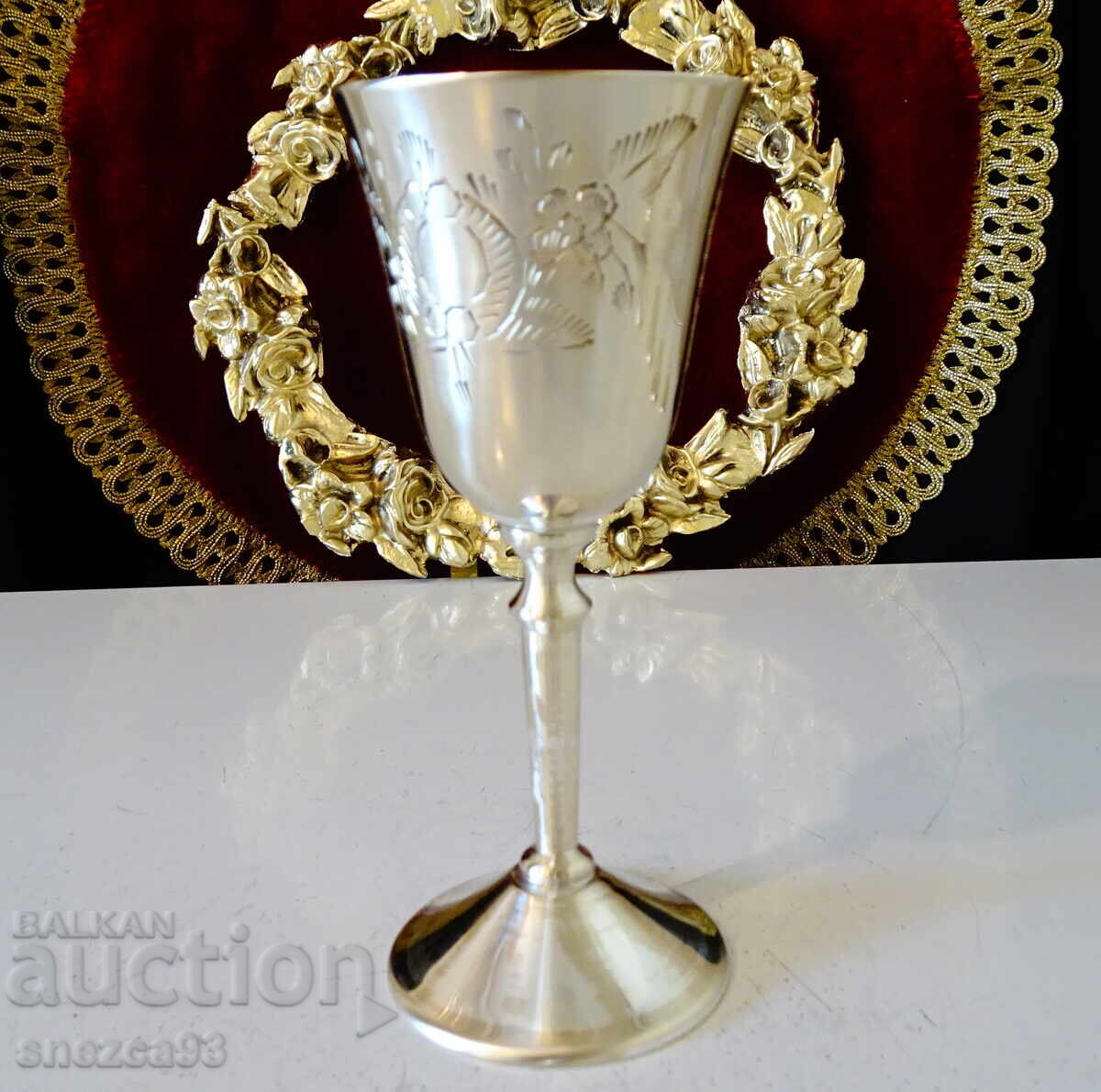 Χάλκινο φλιτζάνι ρακί με υπέροχο μπαρόκ ανάγλυφο με τιμή 29.00 BGN | € 14.83