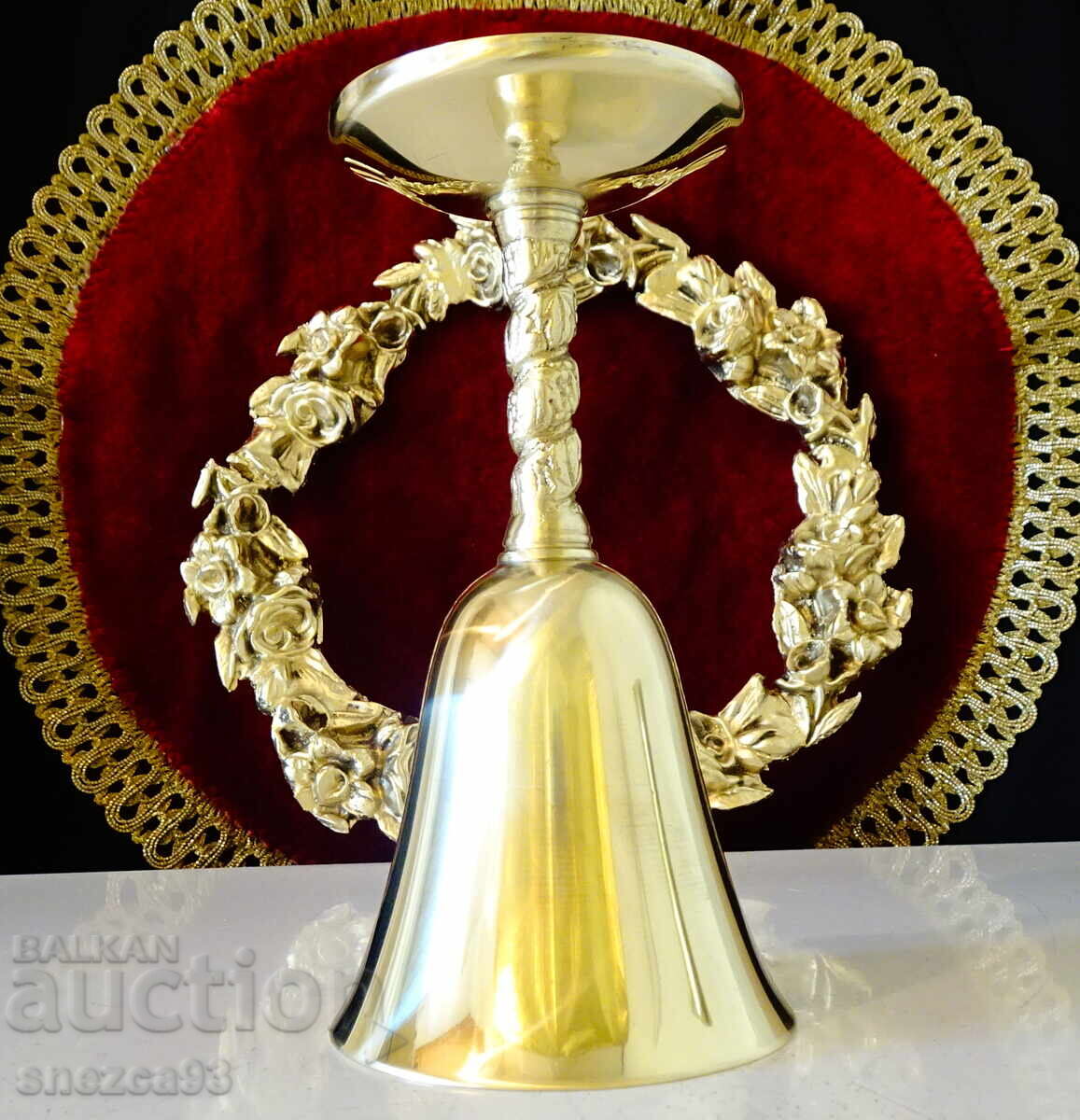 Χάλκινο ποτήρι κρασιού 140 ml, ανάγλυφο σταφύλι, επιχρύσωση - 6