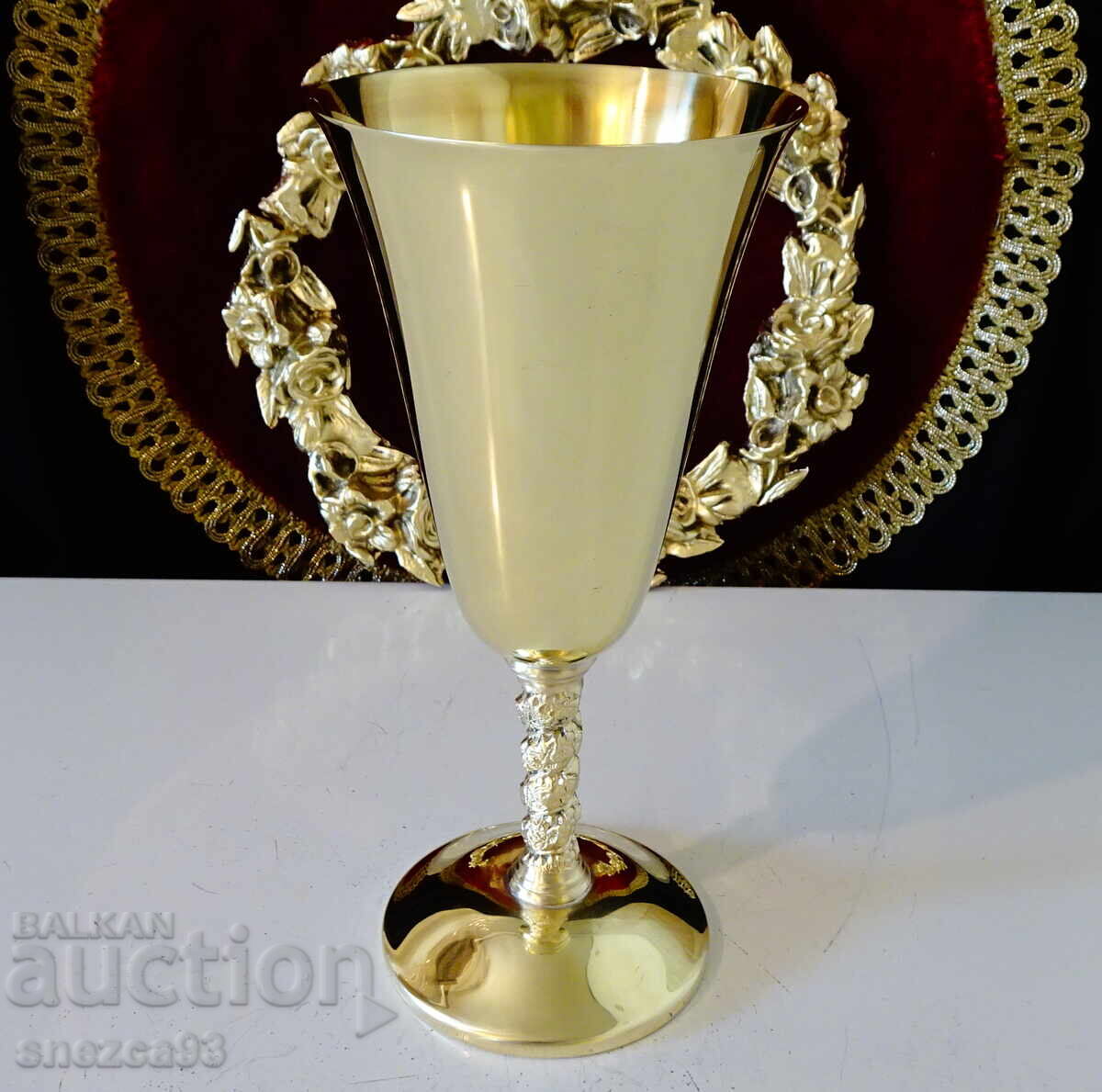 Bronze wine cup 250 ml, vines, grapes, gilding