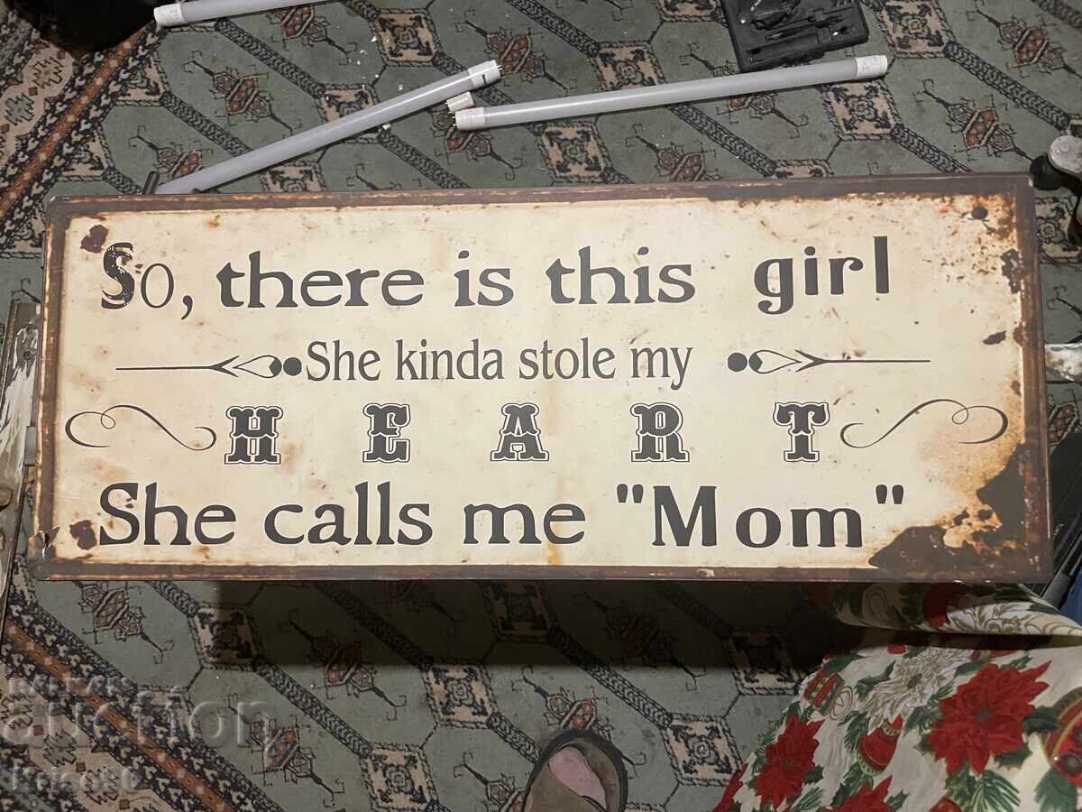 Μεγάλη διακοσμητική μεταλλική πινακίδα