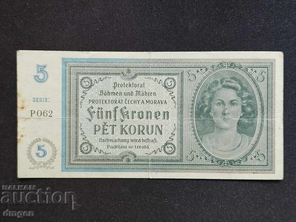 5 κορώνες Βοημίας και Μοραβίας 1940
