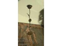Metal sculpture, rose, handmade, with bronze color