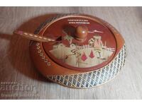 Wooden sugar bowl from Colombia for connoisseurs, excellent
