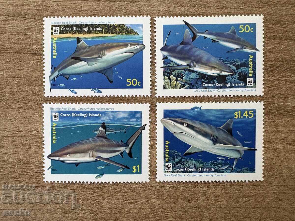 Cocos Islands - Sharks in the Cocos Reefs (2005) MNH Cocos Islands - Sharks in the Cocos Reefs (2005) MNH