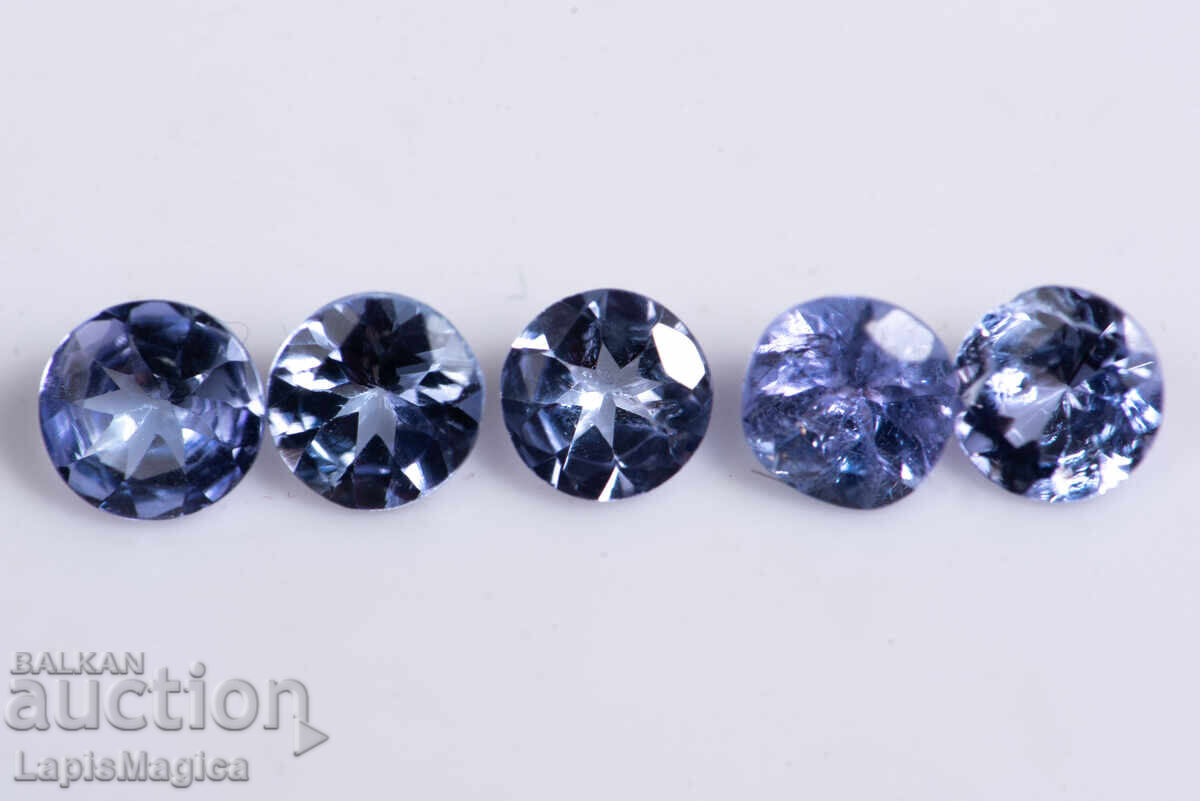 5 τεμάχια τανζανίτης 3.5mm 0.77ct στρογγυλή κοπή