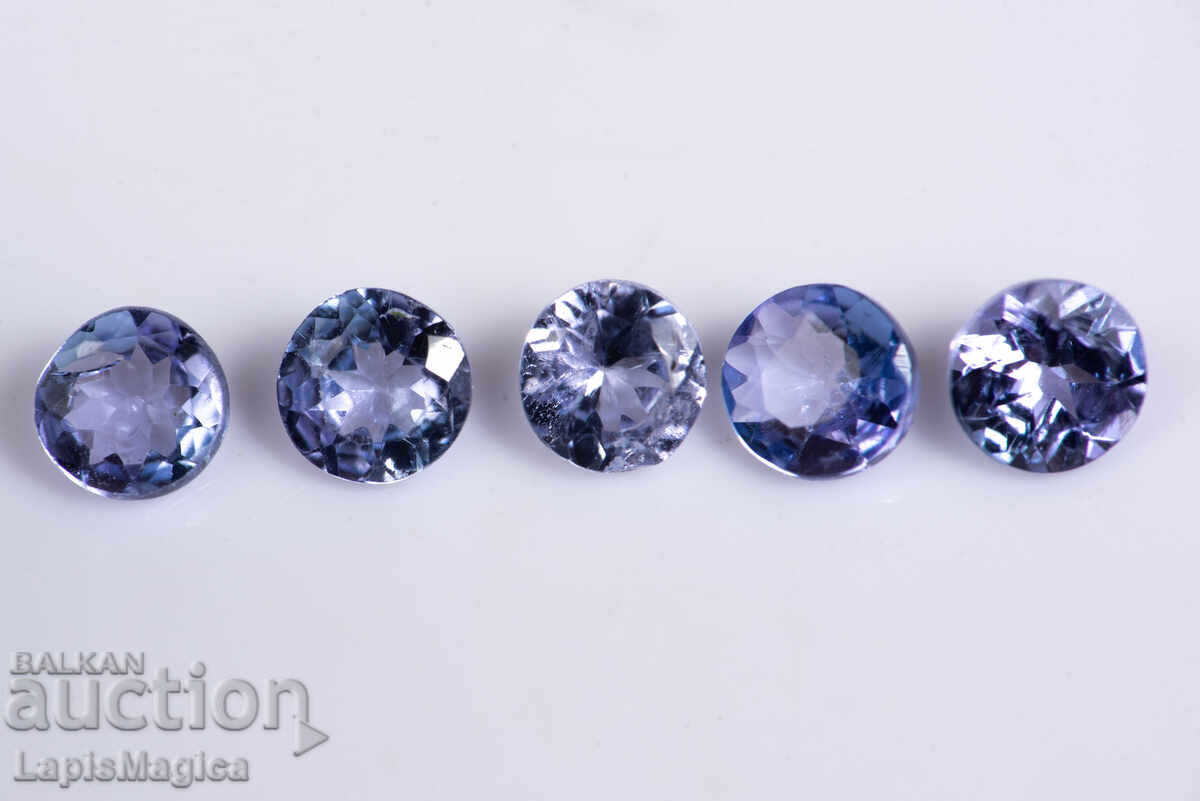 5 броя танзанит 3.5mm 0.85ct кръгла шлифовка