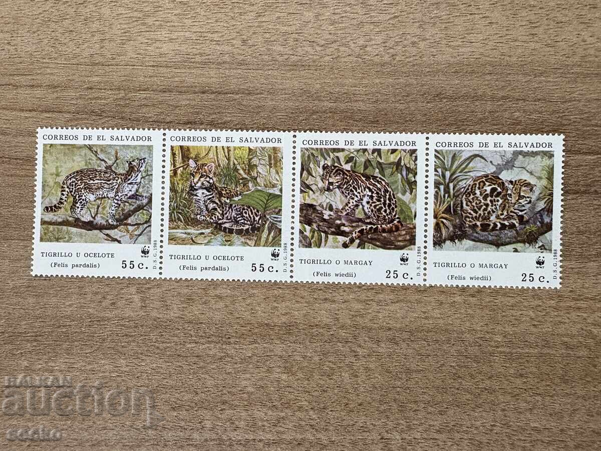 Salvador - Animale pe cale de dispariție (Ocelot și margay) (1988) MNH