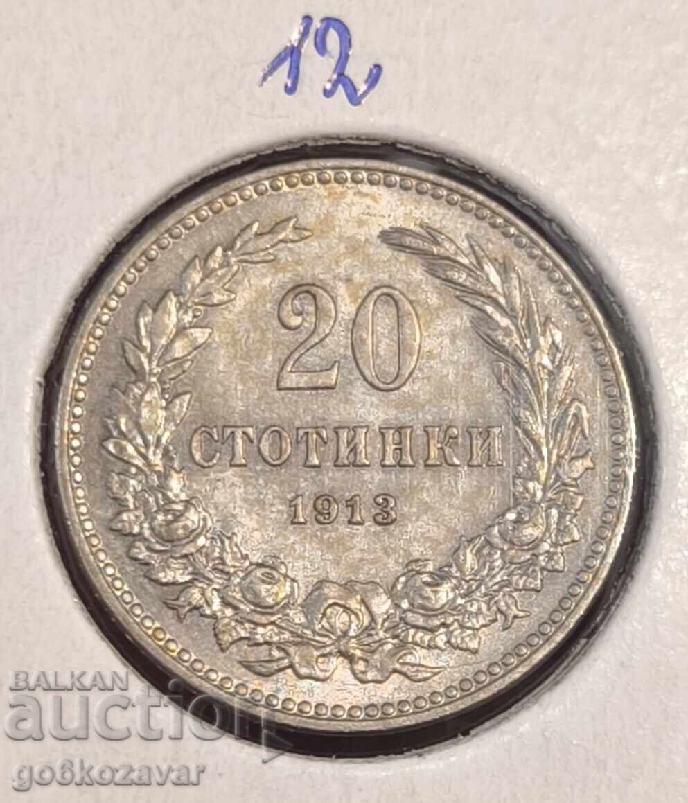 Bulgaria 20 de cenți 1913 top monedă!