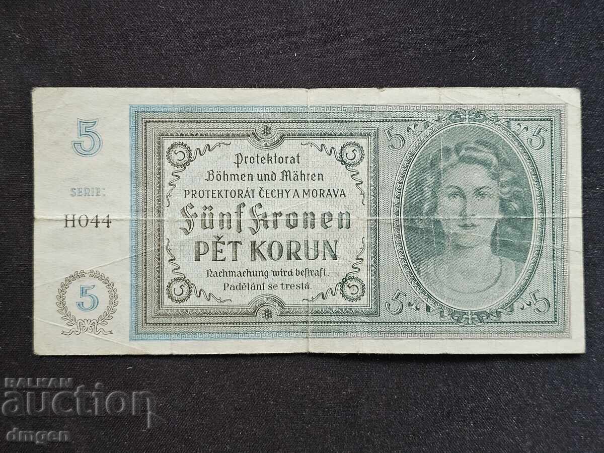5 κορώνες Βοημίας και Μοραβίας 1940 5 κορώνες Βοημίας και Μοραβίας 1940