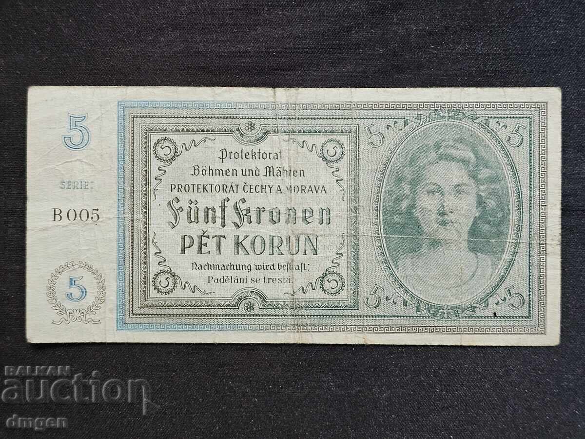 5 Korun Bohemia and Moravia 1940 5 Korun Bohemia and Moravia 1940