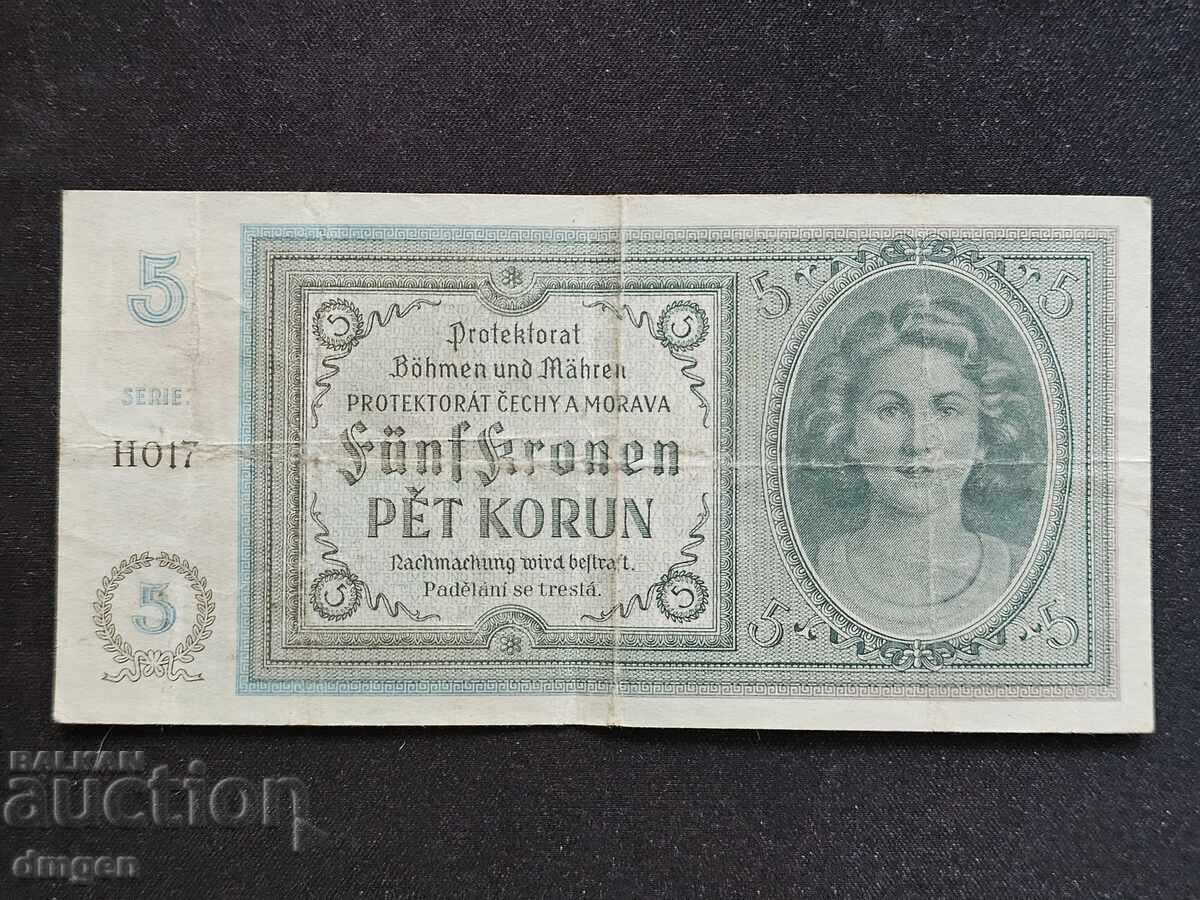 5 κορώνες Βοημίας και Μοραβίας 1940