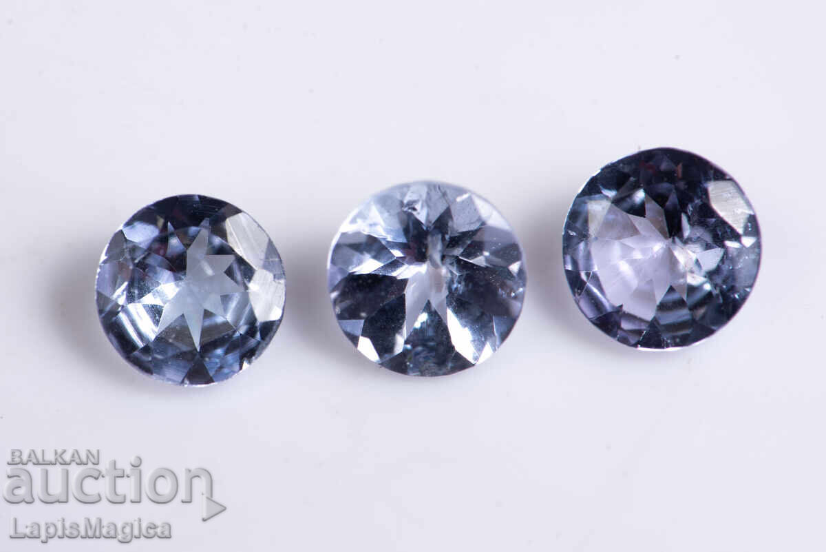 3 τεμάχια τανζανίτη 0.67ct 3.8mm στρογγυλή κοπή