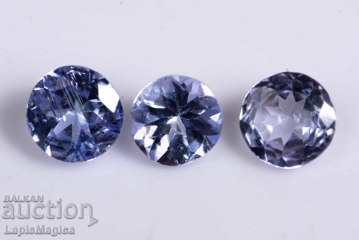 3 броя танзанит 0.70ct 3.8mm кръгла шлифовка