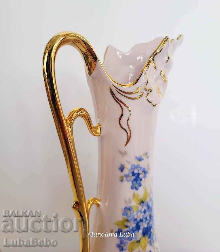 Auction  Pitcher with one handle, pink porcelain H & C Czechoslovakia