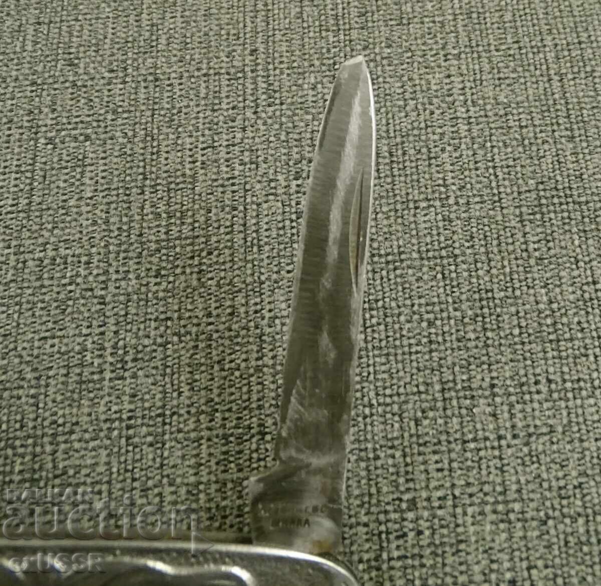 Auction  Old pocket knife, knife, Shipka with edelweiss