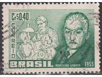 Timbrul poștal timbrat Monteiro Lobato scriitor 1955 din Brazilia