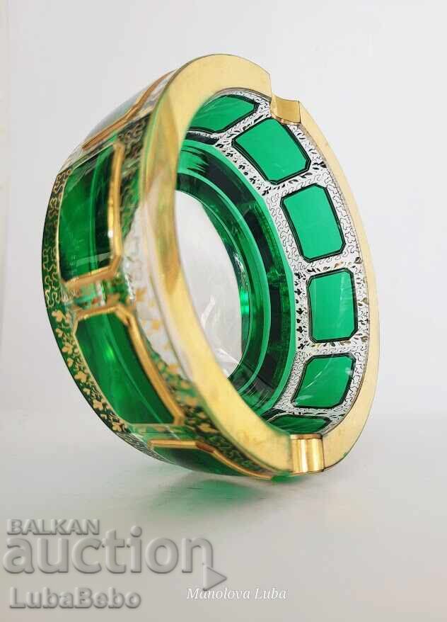 Auction  Moser Bohemian Emerald Green Gold
