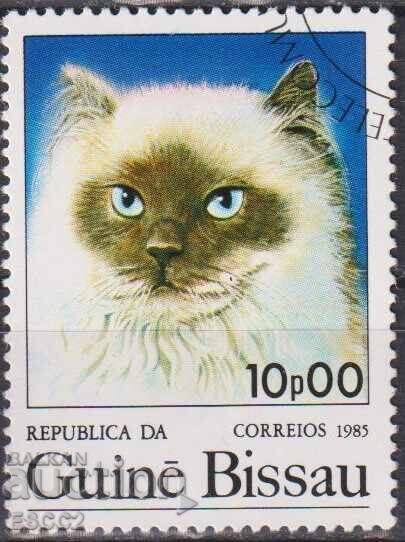 Timbrul poștal timbrat Fauna Pisica 1985 din Guineea-Bissau Timbrul poștal timbrat Fauna Pisica 1985 din Guineea-Bissau