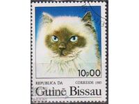 Timbrul poștal timbrat Fauna Pisica 1985 din Guineea-Bissau