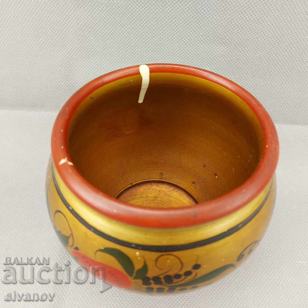 Delivery of Old hand-painted Russian wooden vase with Khokhloma #3578 Delivery of Old hand-painted Russian wooden vase with Khokhloma #3578