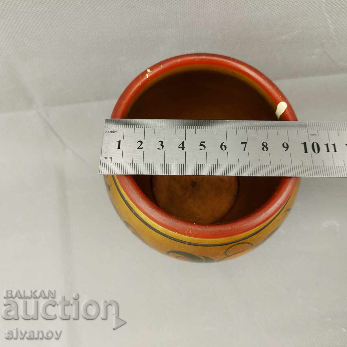 Old hand-painted Russian wooden vase with Khokhloma #3578 - 7 Old hand-painted Russian wooden vase with Khokhloma #3578 - 7