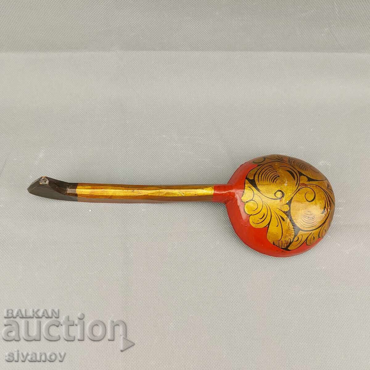 Livrarea Lingură rusească din lemn, pictată manual, pentru servire #3580