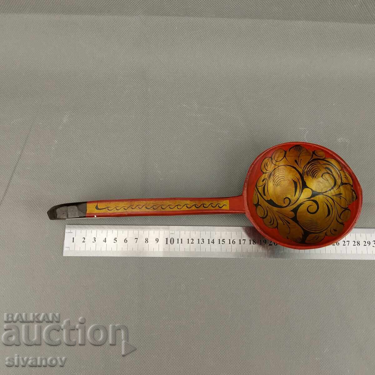 Lingură rusească din lemn, pictată manual, pentru servire #3580 - 6