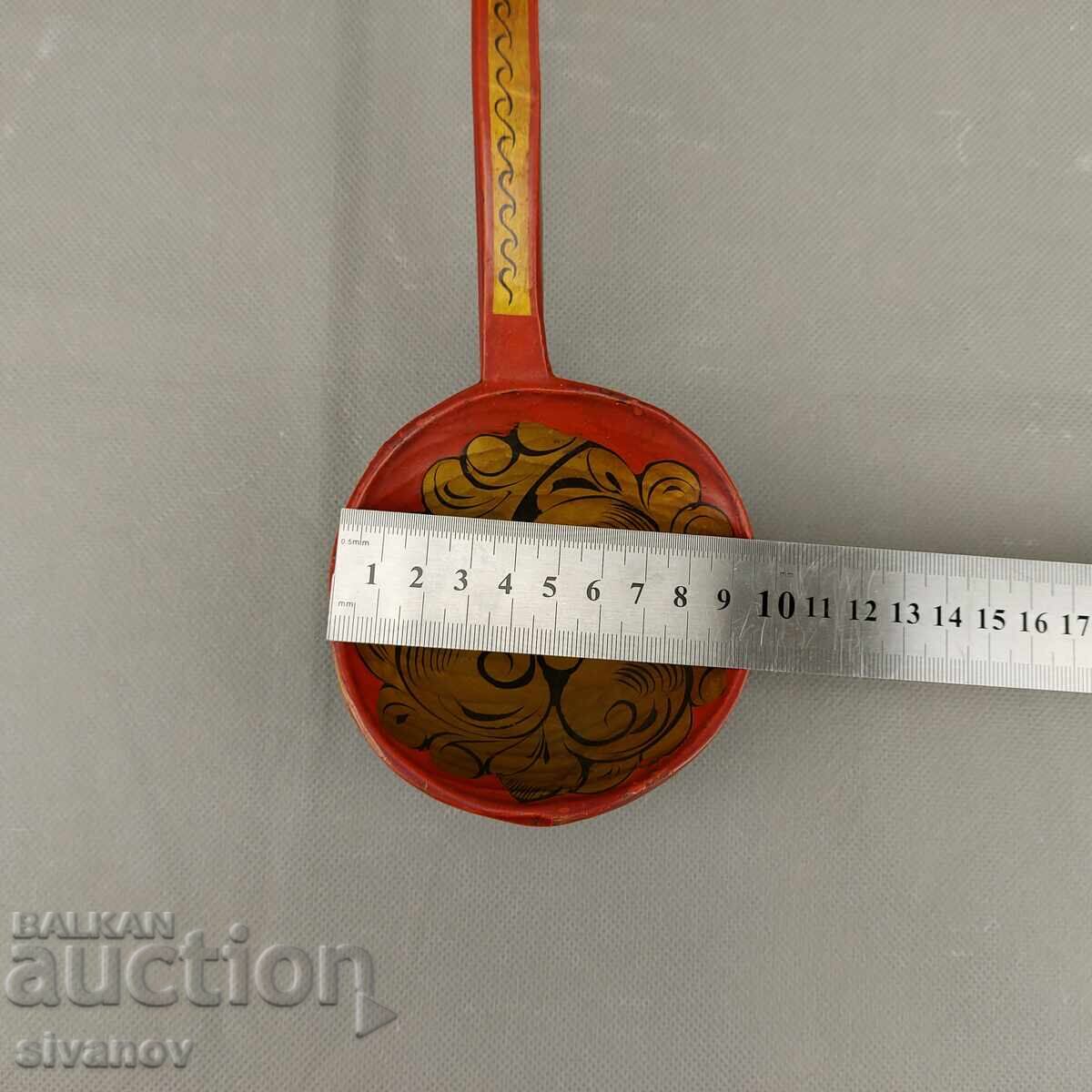 Lingură rusească din lemn, pictată manual, pentru servire #3580 - 7