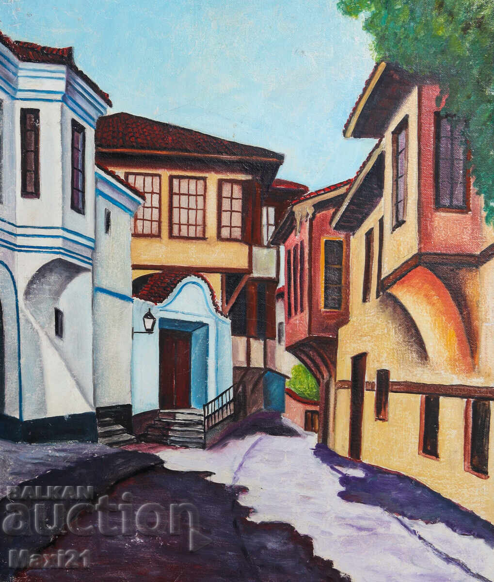 Auction  Revival houses landscape painting oil paints