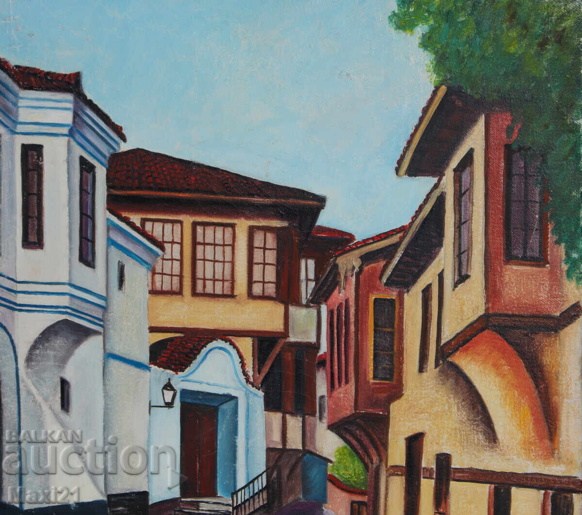 Delivery of Revival houses landscape painting oil paints