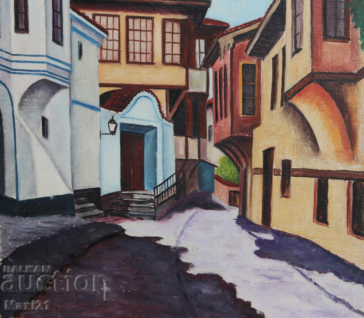 Revival houses landscape painting oil paints - 5