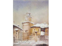 Πίνακας με ελαιογραφία: Χειμερινό αστικό τοπίο