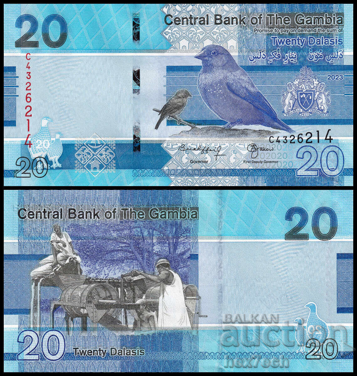 ❤️ ⭐ Γκάμπια 2023 20 ντάλας UNC νέο ⭐ ❤️