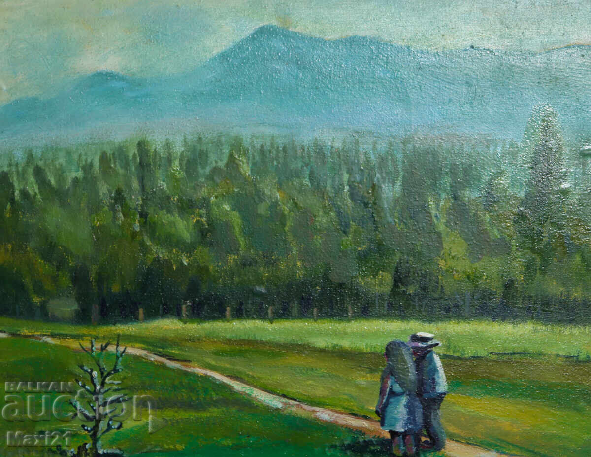 Licitație Peisaj de potecă forestieră, pictură în ulei