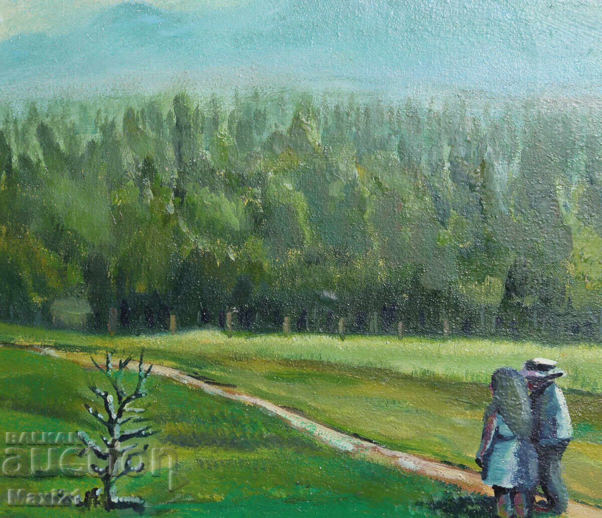 Peisaj de potecă forestieră, pictură în ulei - 5