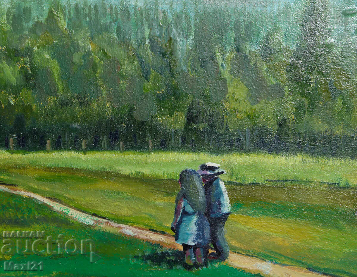 Peisaj de potecă forestieră, pictură în ulei - 6