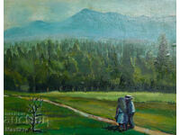 Forest path landscape painting oil paints