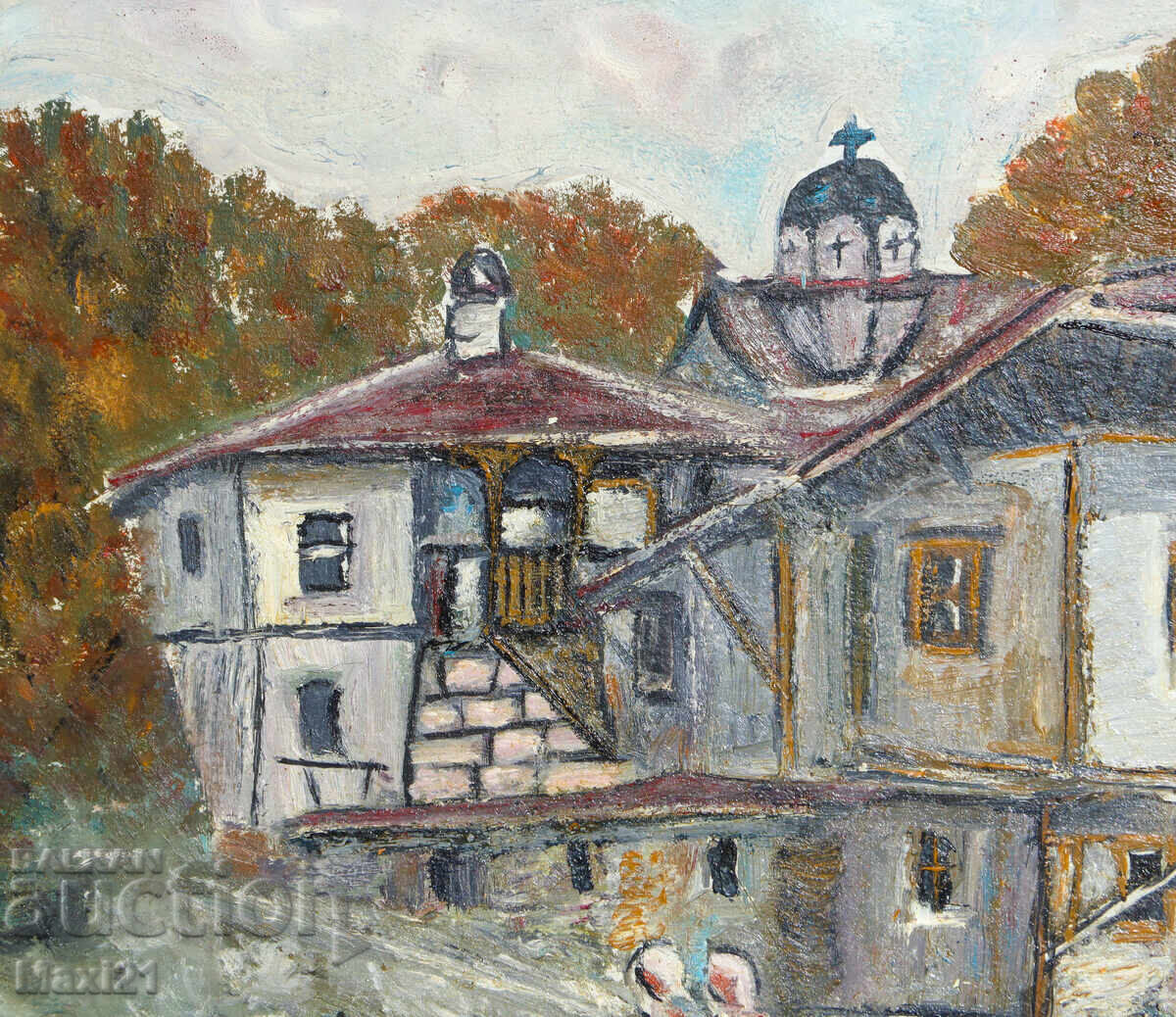 Licitație Case din epoca Renașterii, peisaj rustic, pictură în ulei