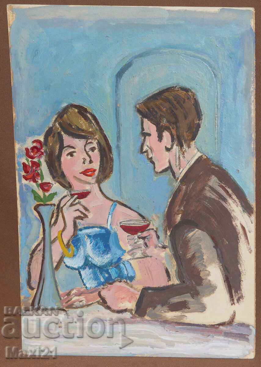 Painting tempera paints portrait couple with price 200.00 BGN | € 102.26 Painting tempera paints portrait couple with price 200.00 BGN | € 102.26