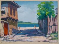 Картина морски пейзаж гваш, подписана 1978г.