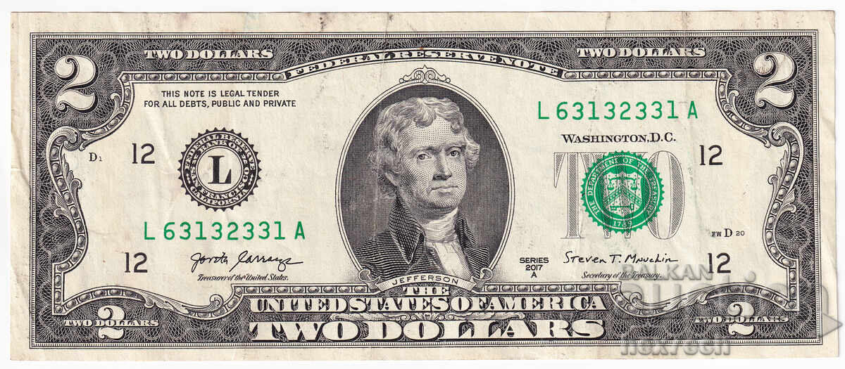 ❤️ ⭐ ΗΠΑ 2017 2 δολάρια Σαν Φρανσίσκο L ⭐ ❤️ με τιμή 5.99 BGN | € 3.06