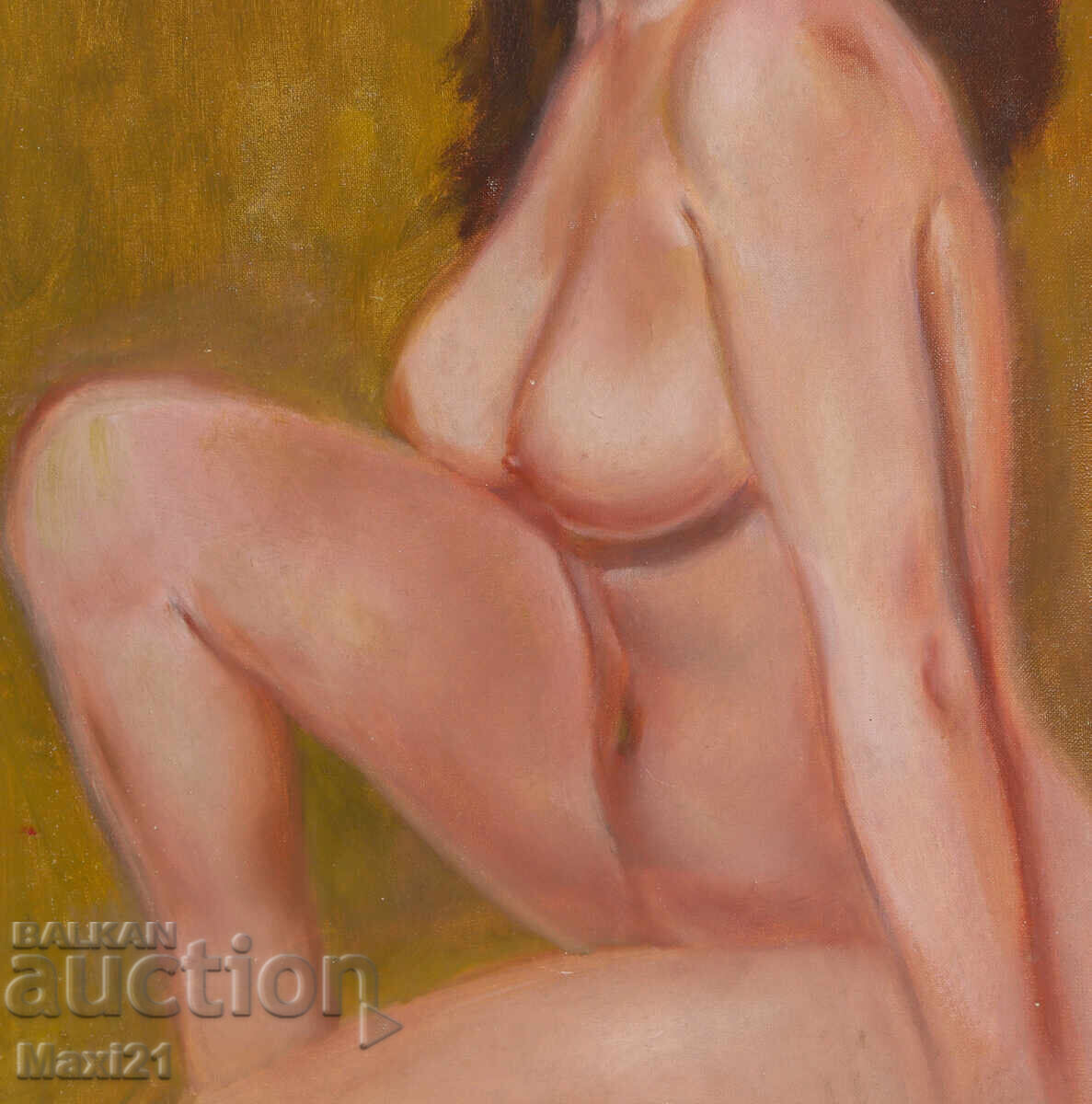Oil painting female portrait, nude body - 6