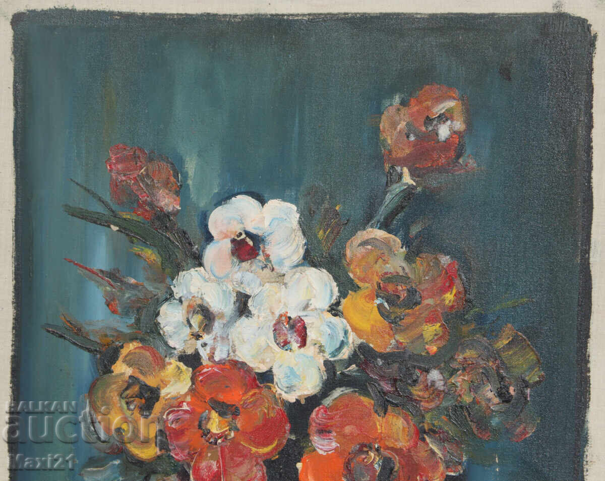 Delivery of Oil painting still life vase with flowers 1982